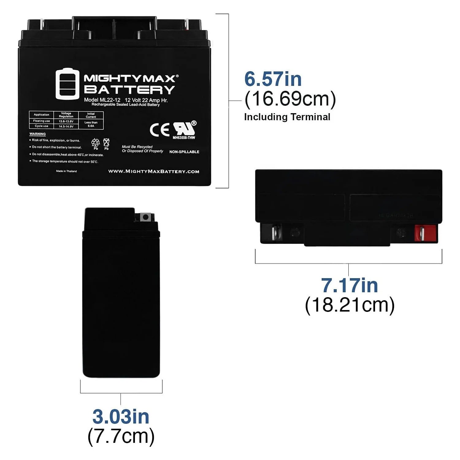 12V 22AH Replacement Battery for Electric Bike Bicycle