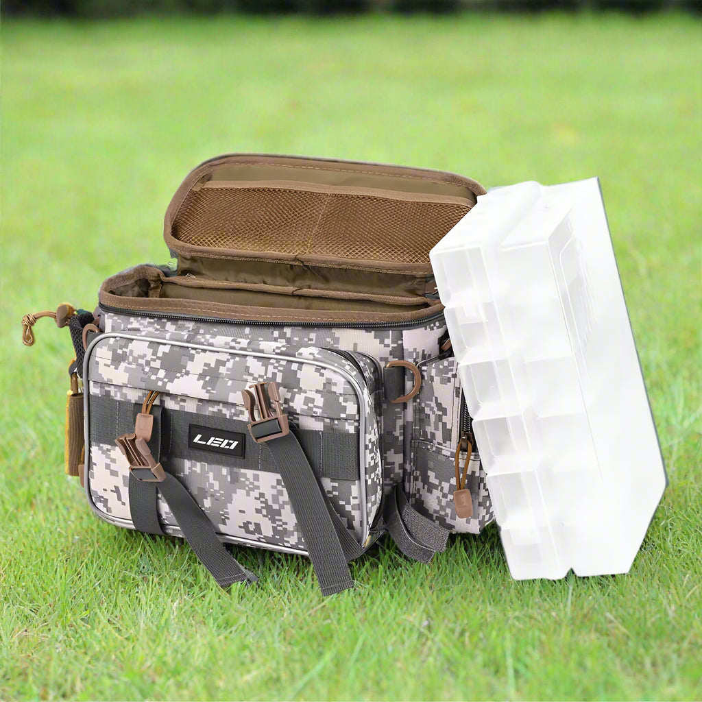 LEO Fishing Bags 40 * 17 * 20Cm Outdoor Sports Single Shoulder Waistcoat Pack Fishing Lures Reel Storage Bag with Tackle Box