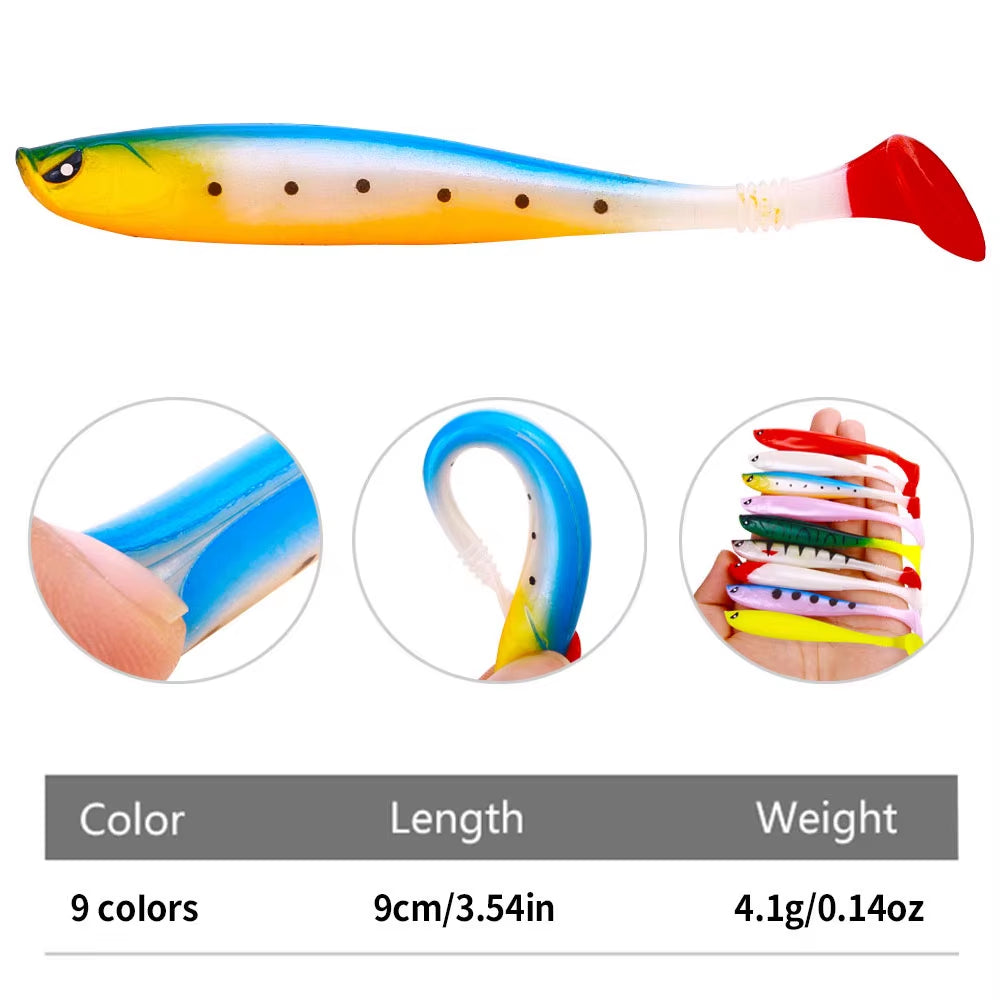 6PCS/SET Creature Baits Fishing Vinyls Soft Bait 9Cm/4.1G Predator Fishing Pike Soft Rubber Bait Fishing Accessories