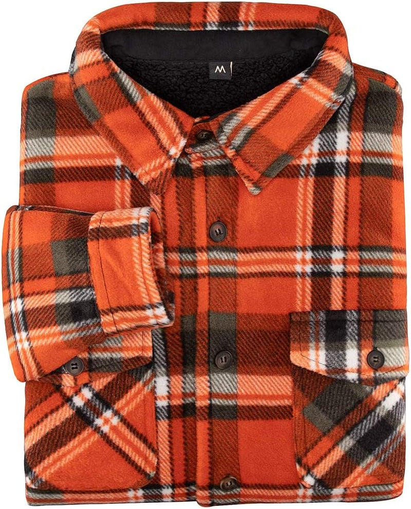 Men'S Warm Sherpa Lined Fleece Plaid Flannel Shirt Jacket(All Sherpa Fleece Lined)