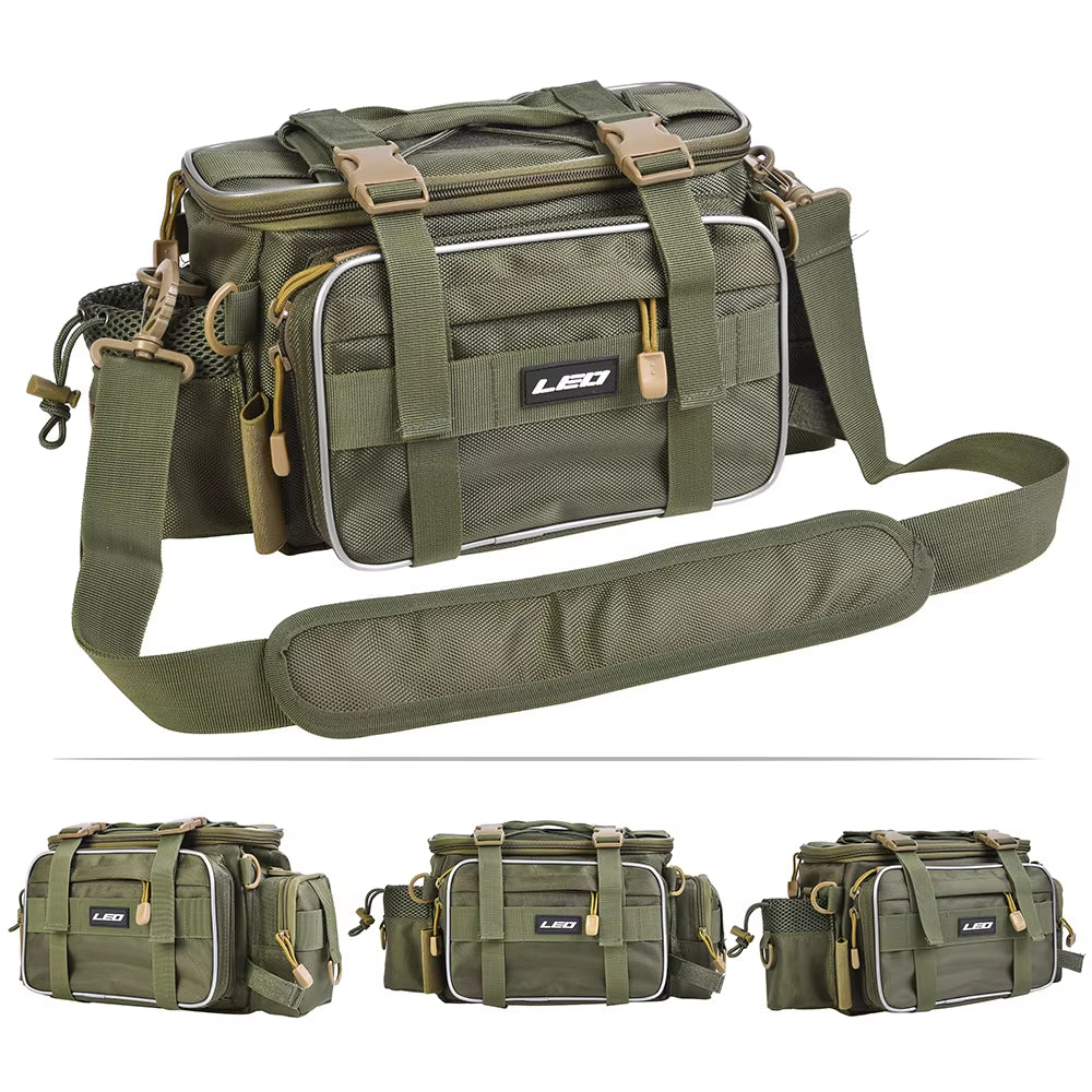 LEO Fishing Bags 40 * 17 * 20Cm Outdoor Sports Single Shoulder Waistcoat Pack Fishing Lures Reel Storage Bag with Tackle Box