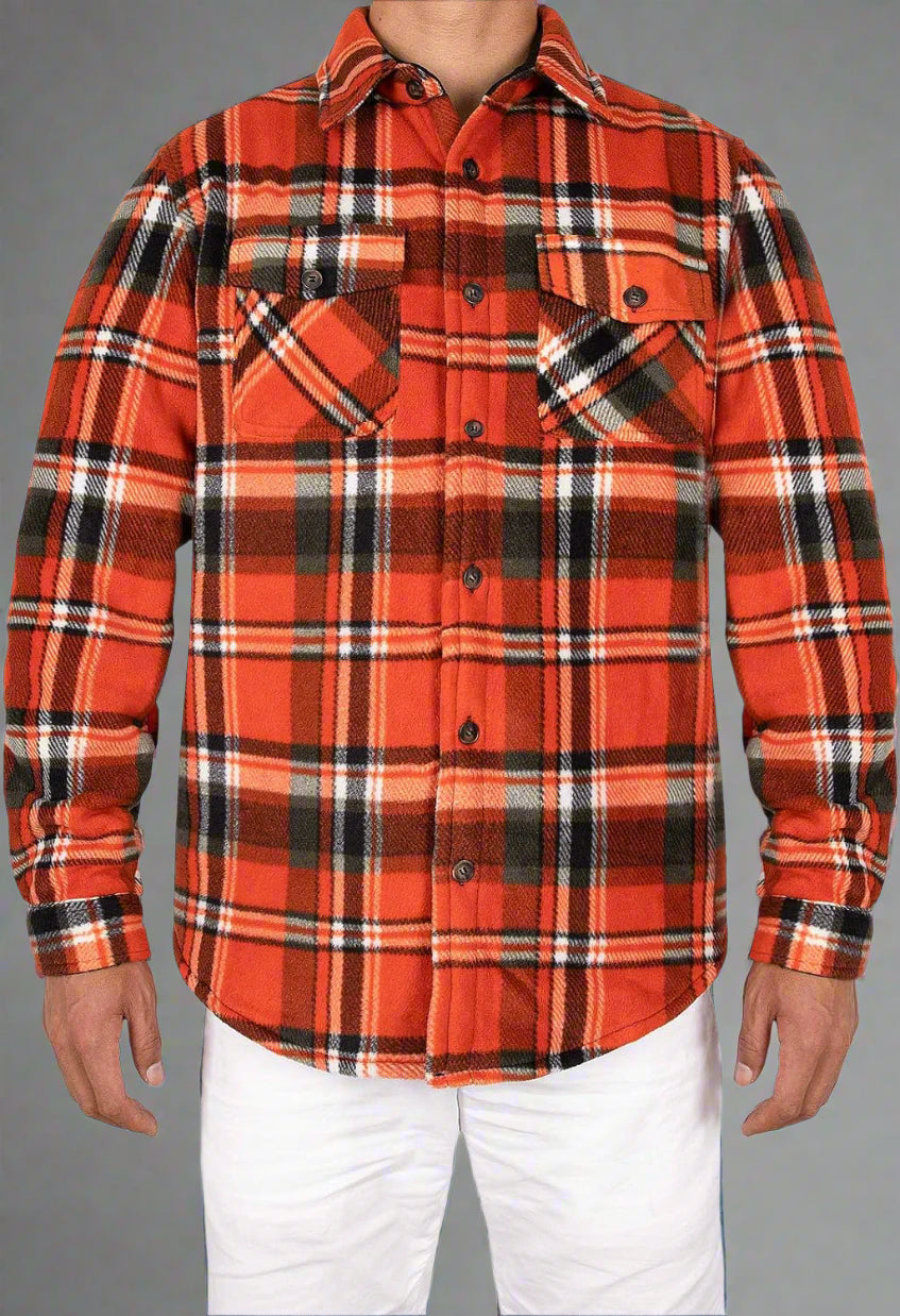 Men'S Warm Sherpa Lined Fleece Plaid Flannel Shirt Jacket(All Sherpa Fleece Lined)