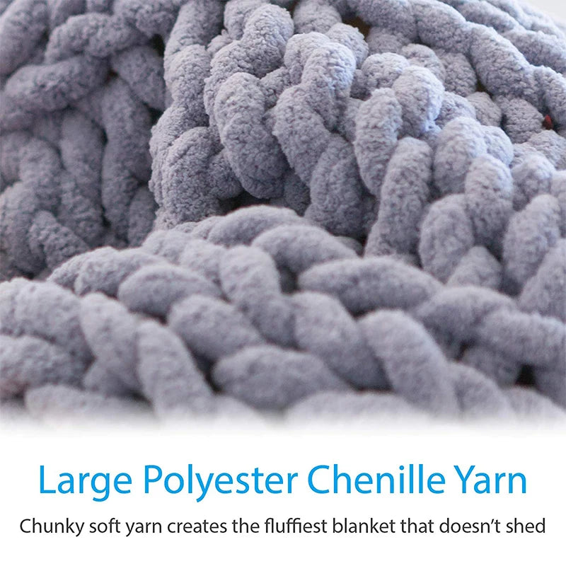 Hand Chunky Knitted Blanket Handmade Coarse Wool Woven Blanket Chenille Thick Blanket Sofa Blanket Photography Prop Blanket