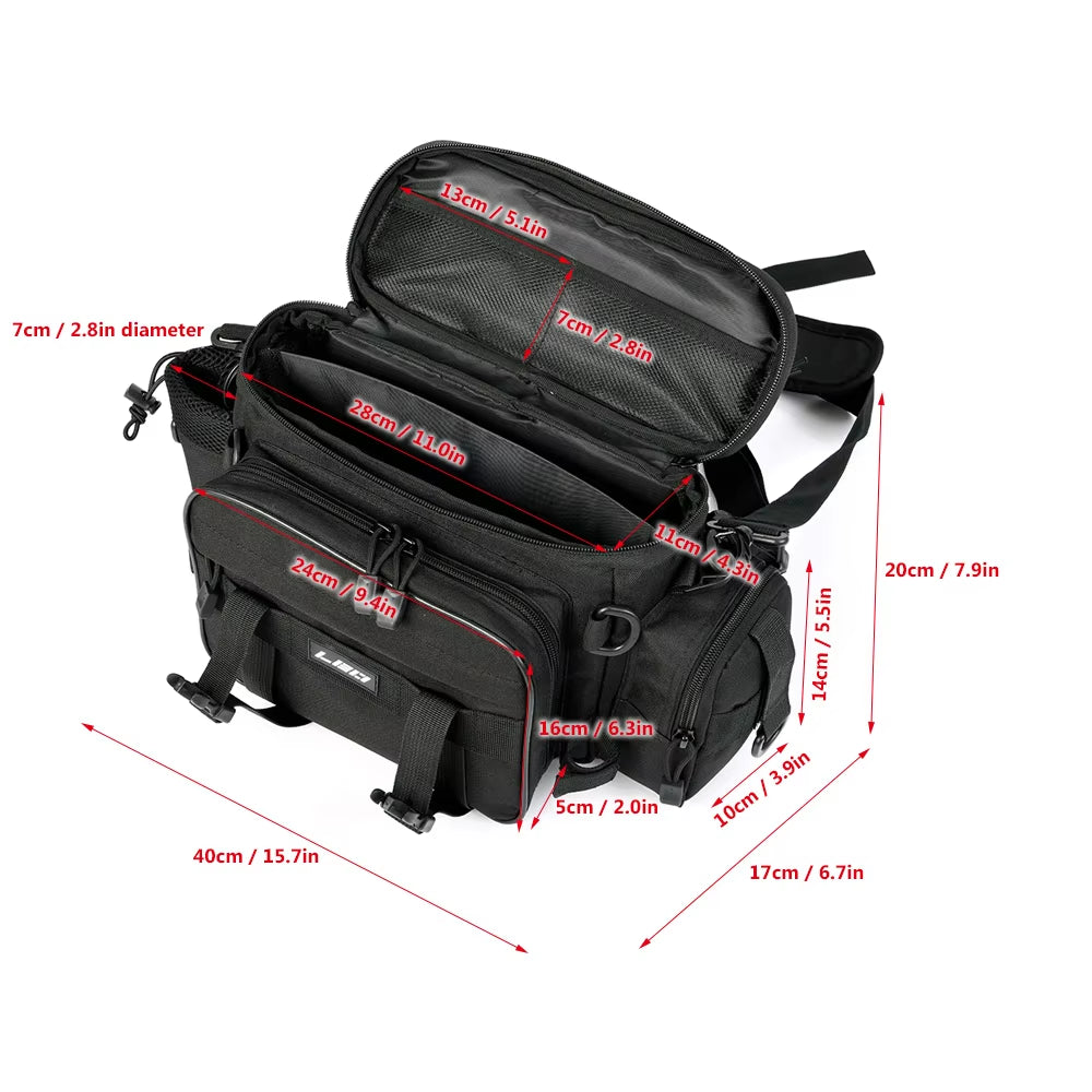 LEO Fishing Bags 40 * 17 * 20Cm Outdoor Sports Single Shoulder Waistcoat Pack Fishing Lures Reel Storage Bag with Tackle Box