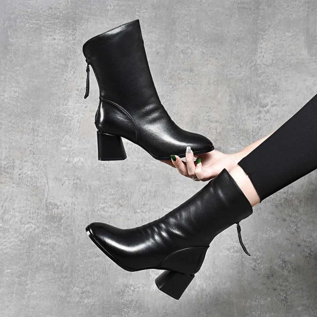 Leather Mid-Calf Boots for Women