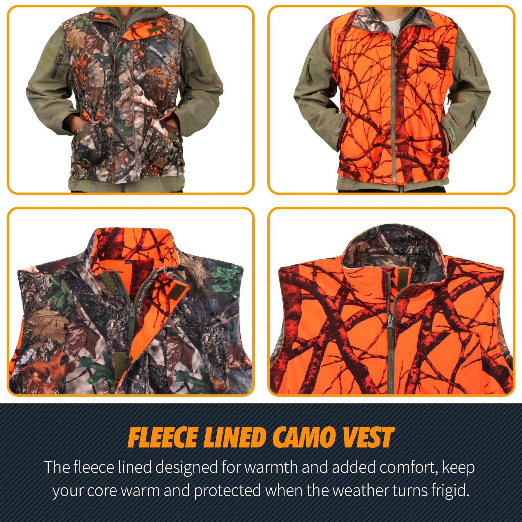 Reversible Orange Camo Hunting Vest