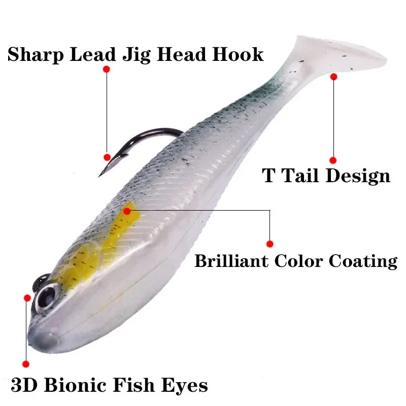 Silicone Jig Head Soft Bait Lure – 75mm, 9.5g