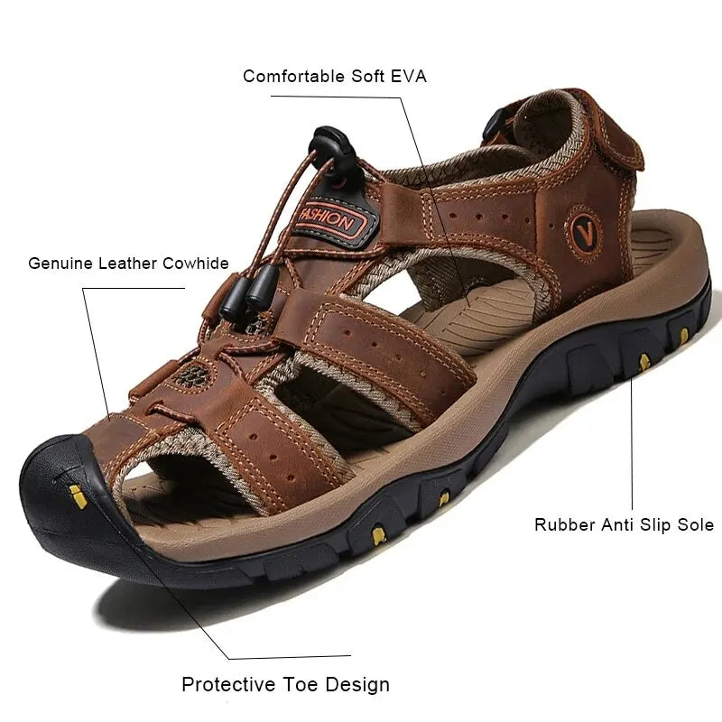 Genuine Leather Men’s Outdoor Sandals