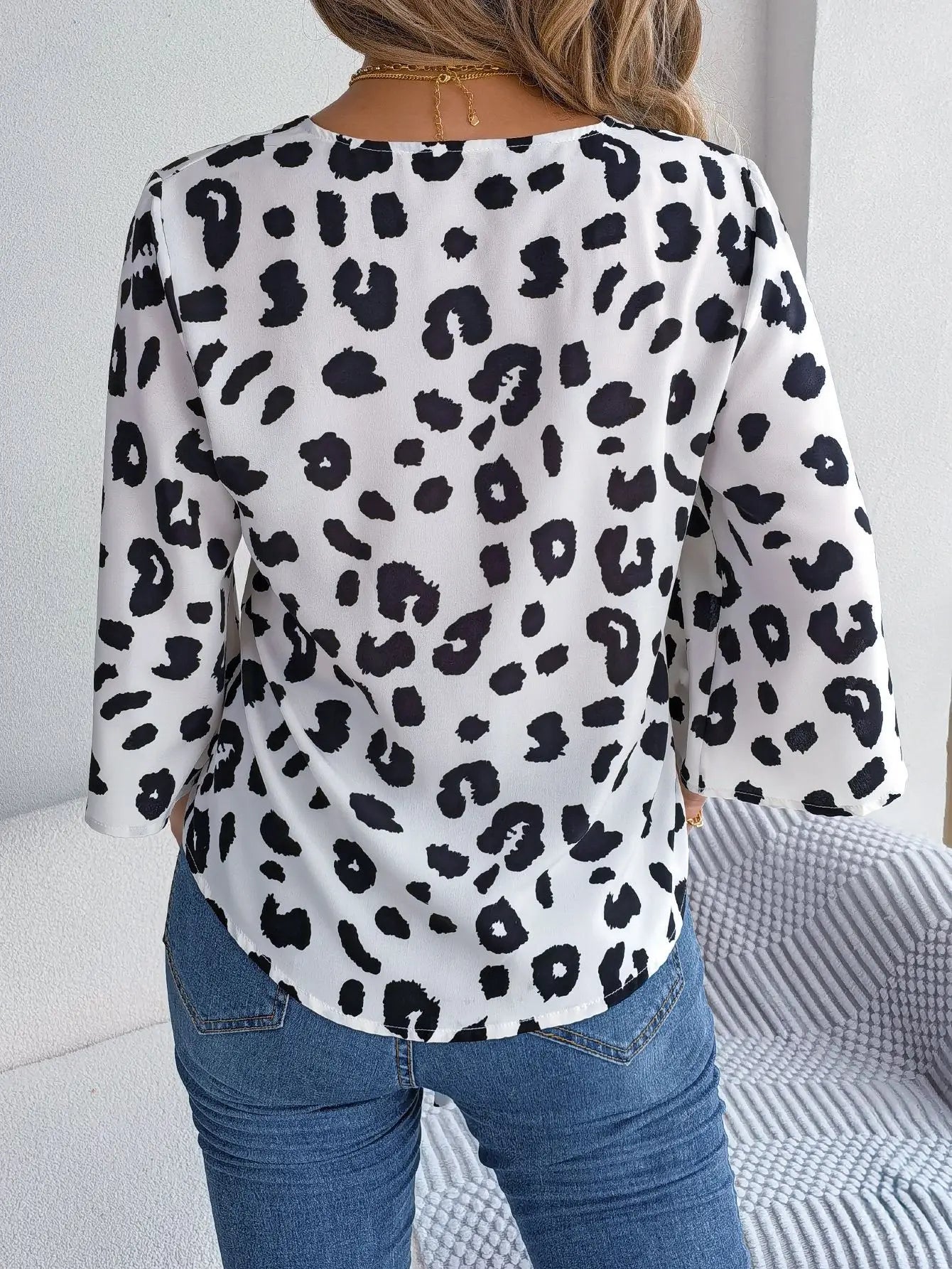 Leopard Print Bow-Tie Blouse