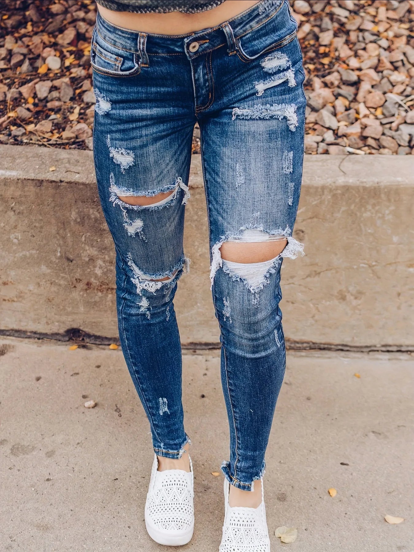 High Stretch Ripped Skinny Jeans