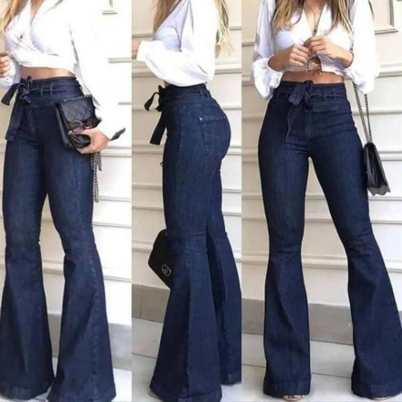 Western High Waist Lace-Up Flared-Leg Jeans