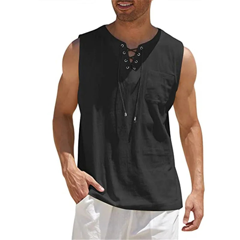 Cotton Linen Sleeveless Vest