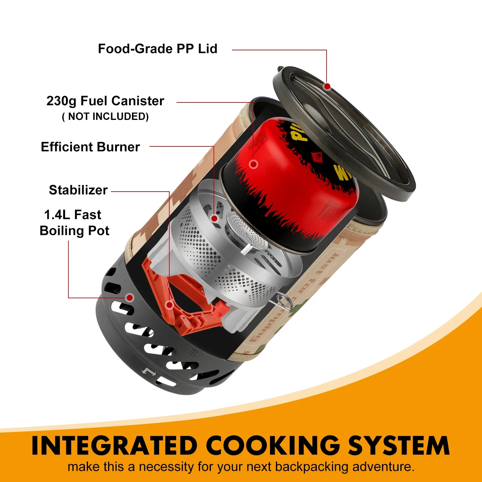 1.4L Portable Camping Stove – Lightweight Backpacking Cooking System