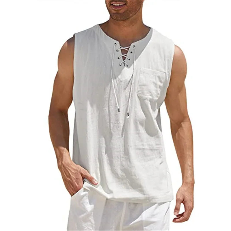 Cotton Linen Sleeveless Vest