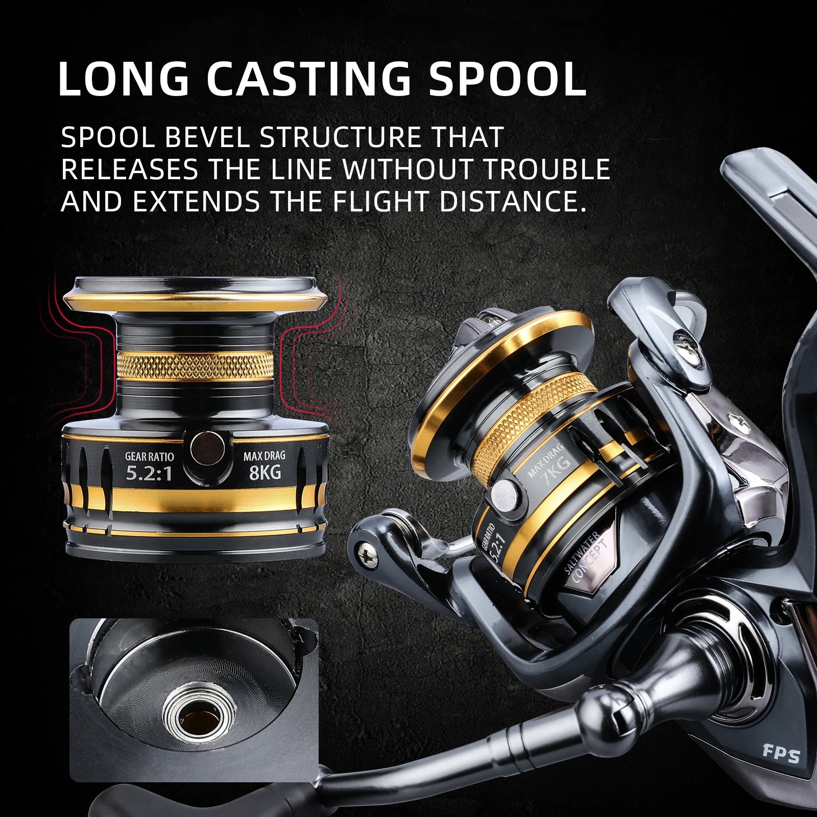 BEARKING Saltwater Spinning Fishing Reel