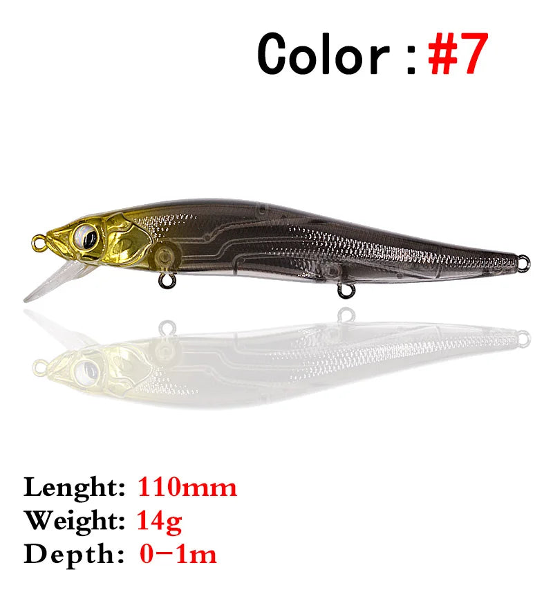 Minnow Jerkbait 110F – Floating Lure for Bass, Pike, Sea Bass, Zander & Perch Fishing