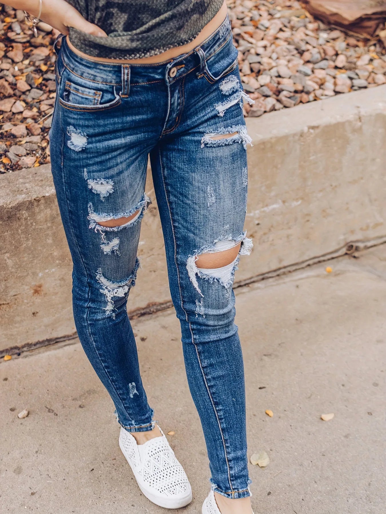 High Stretch Ripped Skinny Jeans