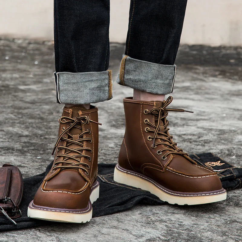 Vintage British Leather Motorcycle Boots