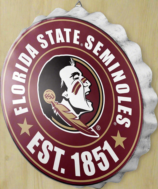 NCAA Team Logo Metal Bottle Cap Hanging Wall Sign